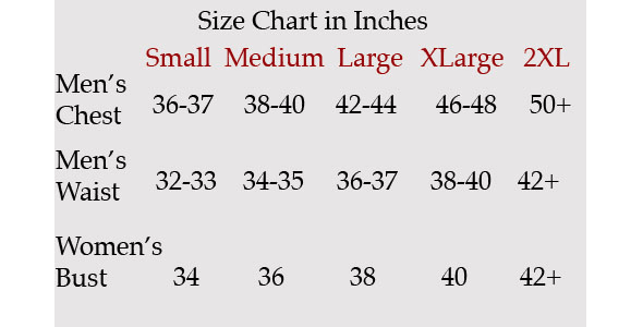 Mens Chest Size Chart