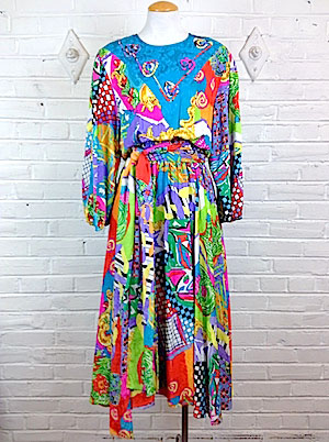 Sazz Vintage Clothing: (S/M) Women's Vintage 80s Diane Freis Silk