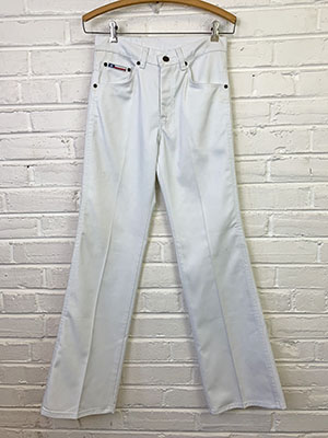 Womens Vintage 70s Flared White Disco 