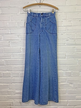 (25x30) Women's Vintage 70s Disco Jeans. Super High Waisted Bell Bottoms!
