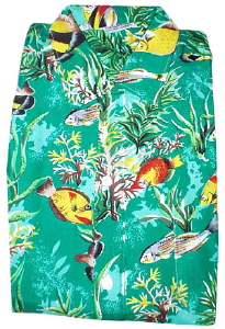 (S) RARE 1940s men's rayon Hawaiian tikki shirt UNWORN!
