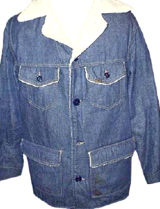 Vintage 1960s mens Denim & Sheepskin car coat (L, Tall)