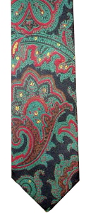 vintage mens Tie Red Green & Black SILK