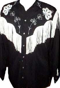 (XS) HBarC embroidered Western Shirt w/ Fringe & Rhinestones!