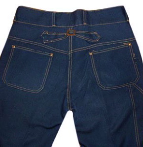 <strong>(34x29 sz.M) Vintage 70s Disco Pants</strong> soft denim w/ a BUCKLE BACK