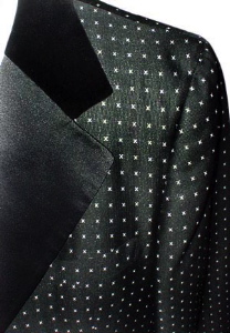 <strong>(36, Tallish) 1970s Tuxedo Jacket</strong> Black w/ White XXXs. Velvet collar! Unworn.