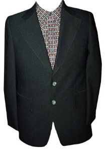 (40) Mens 1970s DISCO JACKET (sport coat) Black Polyester crazy cool lining