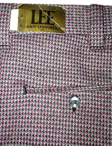 (36x31) Burgundy Grey & Black knit polyester men's CUFFED BELLBOTTOM pants by LEE Never Worn