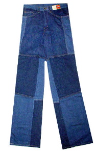 (29x35 Tall) OMG! unworn 1970s men's 2-tone PATCHWORK denim Jeans