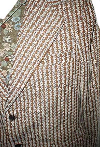 Funk Daddy! Brown & White polyester 70s suit jacket w/ raised Squiggles (40, sz.M)