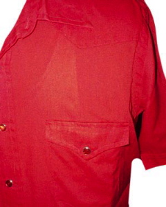 Vintage men's western shirt Red w/ solid RED snaps shortsleeve (M)