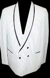 <strong>(38) 1960s 70s Men's Tuxedo JACKET</stong> Black & White stripes, Double-breasted