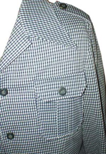 (38, 33x31 sz.S-M) 1970s Blue & White checked Polyester LEISURE SUIT