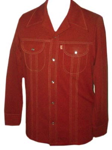 (38, 33x33) 1970s RED polyester LEVIS (Big E) polyester Urban Cowboy SUIT