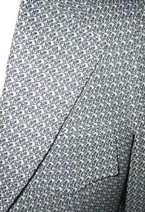 <strong>(37, sz.S) 1970s Disco Polyester suit JACKET</strong> midnight blue & white funky pattern