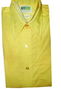 <strong>(S) 1970s men's poly/cotton Disco Shirt</strong> NEVER WORN shortsleeve YELLOW