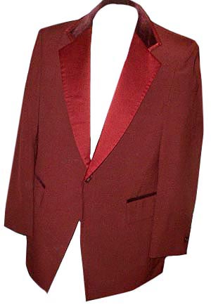(38, short) vintage 1970s Tuxedo Jacket terrific Wine/Maroon colour w/ VELVET & Satin