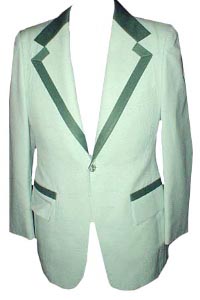 (39) vintage 1970s Tuxedo Jacket Minty Green w/ Green Satin