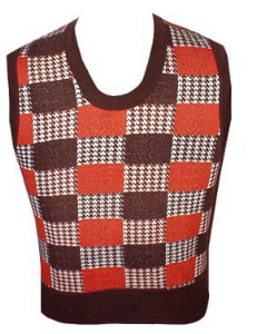 <strong>(M) 70s knit pullover VEST</strong> Unworn! Brown Orange & White