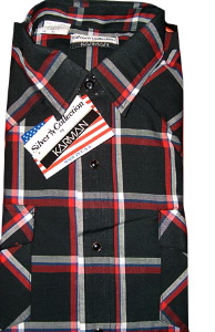 (M) mens vintage WESTERN SHIRT Unworn! Black Red Blue plaid. Black snaps!