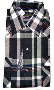 <strong>(L) Vintage Western Shirt</strong> Unworn! Black White Grey Red Blue plaid