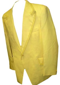 <strong>(36) vintage 70s Tuxedo JACKET</strong> Bright Canary Yellow. Fancy Trim. Unworn