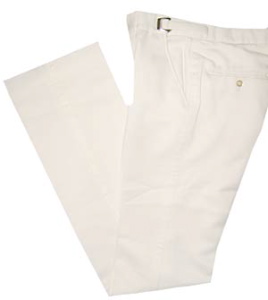 <h1>(27-29x35 adjustable) 1970s Tuxedo Pants</h1> IVORY (off white) Polyester w/ matching stripe