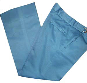 (adjustable waist 30-32 x 32) vintage 1970s Tuxedo Pants. periwinkle blue polyester!