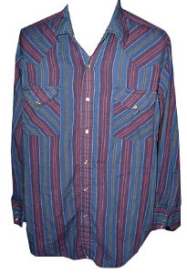 <strong>(L) mens vintage western shirt</strong> Dark Blue, Purple, Maroon, Green stripes