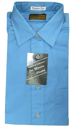 <strong>(S) men's boys vintage 1960s shirt</strong> Unworn. Blue w/top-stitching. shortsleeve.