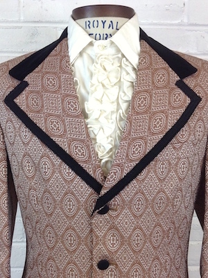 (39/40) 1970s Tuxedo Jacket. unworn. Brown & Silver DIAMONDS brocade (4)
