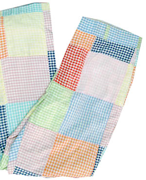 <strong>(36x31) 1960s patchwork gingham Pants</strong> Blue, Red, Yellow, Green, Orange...& White