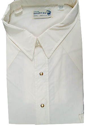 (4XL) BIG MAN vintage WESTERN SHIRT. Off-White w/Tan snaps. Shortsleeve