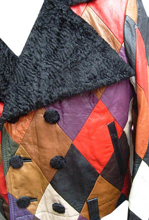 <strong>(38) Diamond Patchwork Leather pimp Jacket</strong> w/ Fur Collar & Cuffs. WOW wow wow