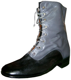 (12 D) mens 1960s-70s ROCK STAR BOOTS unworn! Black & Grey, 8 hole.