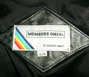 <strong>(L) 1980s LEATHER Members Only Jacket</strong> V-shaped detail. Very Michael Jackson-y