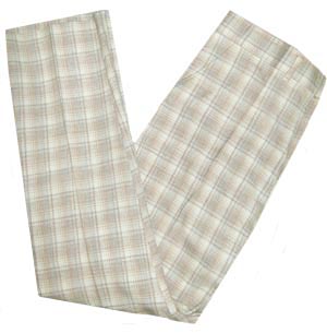<strong>(34x31) 1970s MOD tapered leg PLAID pants</strong> unworn & unhemmed. Pinky-tan, Blue, White