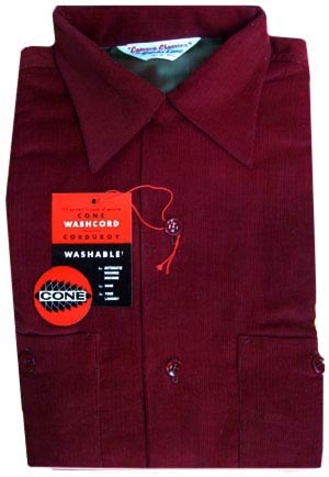 <strong>(S) men's 1940s-50s Corduroy Shirt</strong> Unworn w/tags. Deep Maroon