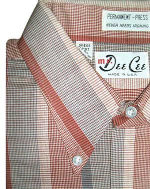 <strong>(M) mens vintage 1960s rockabilly shirt</strong> Unworn! Shortsleeve. Dusty Rose, Grey Pink