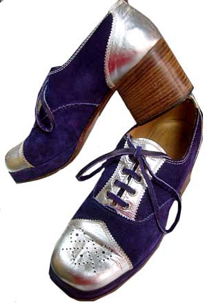 <strong>(8) mens vintage 1970s PLATFORM SHOES</strong> Purple Suede & Silver! 2.5