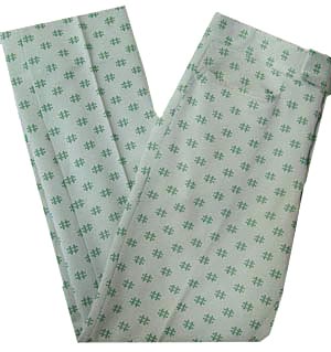 <strong>(36x29.5) 1970s IZOD disco golf pants</strong> pale green polyester w/ Green designs