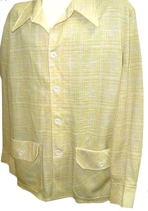 (50, 44x39) BIG MAN & Tall 1970s polyester plaid LEISURE SUIT Yellow & White. wow