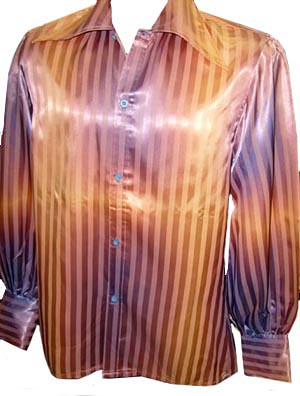 (XS-S) WOW eye-catching Shimmery Colours mens Disco Shirt. poofy pirate-y sleeves!