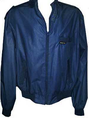 (42) 1980s Member's Only jacket. Dark blue. no shoulder straps