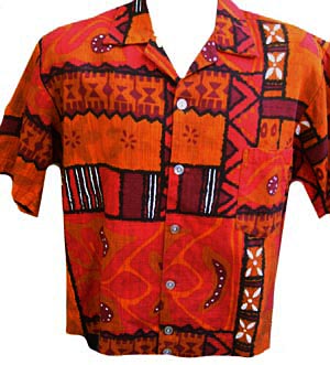 (L) 1960s Hawaiian Shirt. all cotton. Shirt Jac style w/ double buttons front