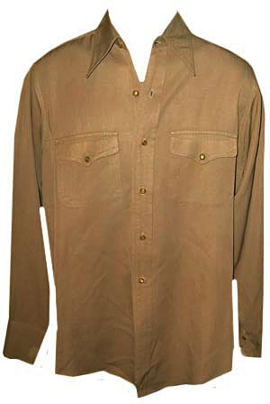 (M) 1930s - 1940s Rayon Gabardine western feel drape shirt by Range Master. side gussets