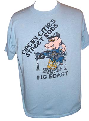 (L-XL) vintage tshirt. Circus Cities Street Rods PIG ROAST