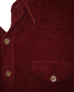 (L-XL) vintage 80s super soft corduroy shirt w/western front yokes. Maroony-Purple