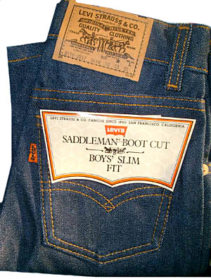 (24x26.5) vintage Boy's LEVIS 1984 Saddleman Boot Cut Jeans. dark indigo. never worn!