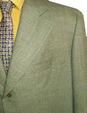 (43) vintage men's suit jacket / sport coat. Lightweight. Sage green. 3 button front